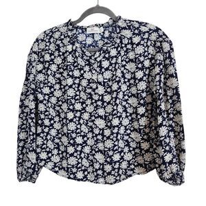 Vineyard Vines Girl's Navy Floral Blouse Size Large Preppy Floral Top